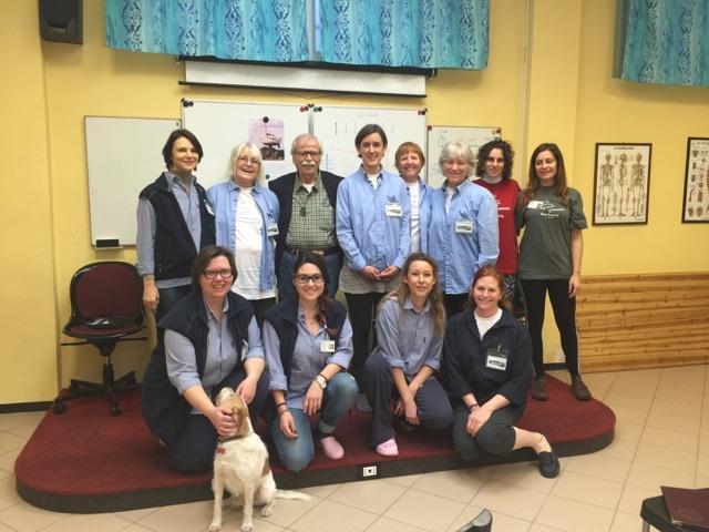 Laurie Musick Wright with Bioenergetic-Shen training with classmates in Parma, Italy
